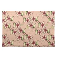 Pink Poinsettia Diagonal Stripe Christmas Cloth Placemat