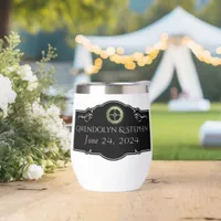 Steampunk Vintage Wedding Personalized Thermal Wine Tumbler