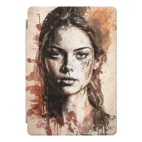 Woman Portrait Ink and Rust on Paper iPad Pro Cover