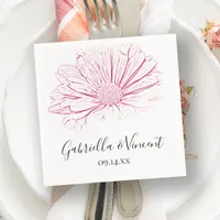 Pink Daisy Effect Floral Wedding Napkins