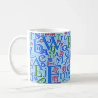 Awesome Blue Letters Pattern Coffee Mug