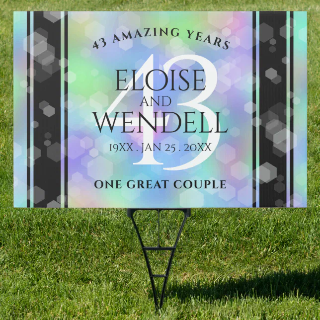 Elegant 43rd Opal Wedding Anniversary Celebration Sign