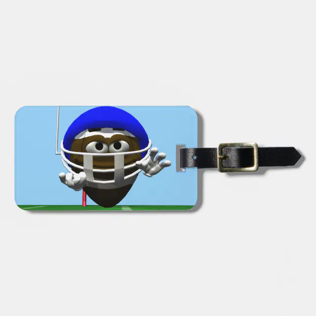 Funny Cartoon Football in a Helmet Luggage Tag