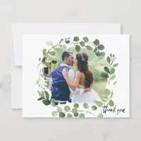 Eucalyptus Painted Photo Wedding Thank You Card