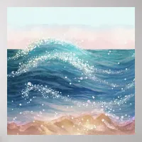 *~* Sea Wave Sand Glitter AP60 Ocean Coastal Beach Poster