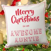 Awesome Auntie Merry Christmas Red White Modern Throw Pillow