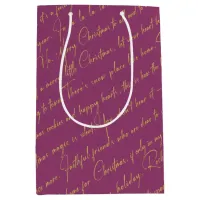 Magenta Gold Christmas Pattern#36 ID1009 Medium Gift Bag