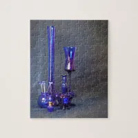 Blue Glass Vertical Vases Puzzle