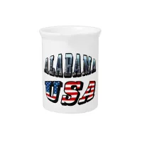 Alabama Picture and USA Flag Font Beverage Pitcher