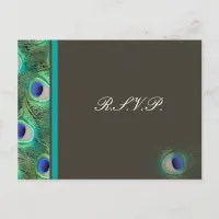 peacock blue  Wedding rsvp card