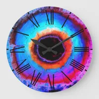 Modern Contemporary Abstract Aqua Blue Black Hole Large Clock