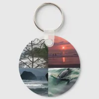 Hawaiian Ocean Beach Tree Photo View Keychain