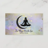 *~* Meditation Yoga Gold Woman +  Moon Mindfulness Business Card