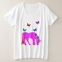 Purple Unicorn & Butterflies Plus-Size, ZKOA Plus Size T-Shirt