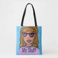 Preppy Cartoon Girl Unique Pop Art Teen  Tote Bag