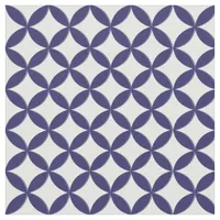 Hamptons Blue and White Geometric Circle Patterned Fabric