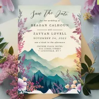 Spring Mountains Floral Save The Date Card