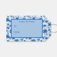 Watercolor Style Cornflower Type Blue Flower Gift Tags