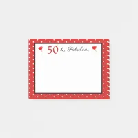 50 and Fabulous Dots Border 50th Birthday WH Red Post-it Notes