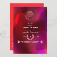 Burgundy Red and Pink Virtual Graduation Party Invitation