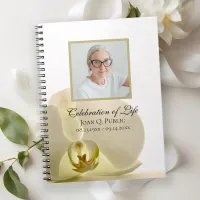 White Orchid Flower Celebration of Life Guest Book