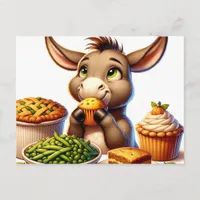 Adorable Thanksgiving Donkey Postcard