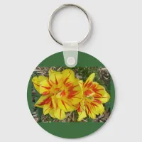 Yellow with Red Striped Flower Keychain