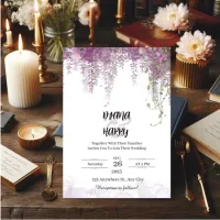 Pink and White Elegant Wedding Invitation Portrait