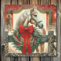 Watercolor Horse and Festive Farm Christmas Metal Print