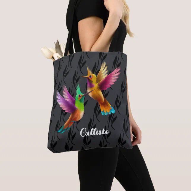 Colorful Crested Hummingbirds in Flight Tote Bag