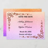 Autumn Shimmer Colors Pink Purple Save the Date Invitation