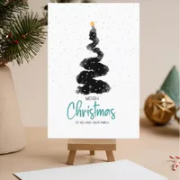 Watercolor Night Sky Christmas Tree, Stars & Snow Postcard