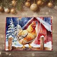 Cute Festive Chicken Christmas  Large Gift Bag