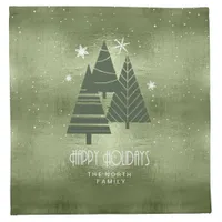 Christmas Trees and Snowflakes Green ID863 Cloth Napkin