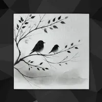 Simple Black and White Birds Perching in Trees |  Jigsaw Puzzle