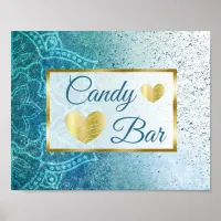 Wedding Sign Candy Bar Blue Mandala