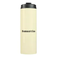 Stylish Minimalist Buttermilk Yellow Personalized Thermal Tumbler