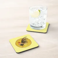 Plastic Coaster - Rooster and Yellow Sun