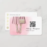 Fashion Designer Monogram QR Code Business Card