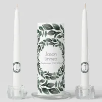 Watercolor Greenery Foliage Radiant Diaphanous   Unity Candle Set