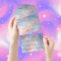 Elegant Mother-of-Pearl Colorful Wedding All In One Invitation