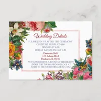 Elegant Burgundy Roses Floral Wedding Details Card