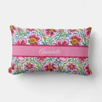 Cute Red Whimsical Floral Pillow