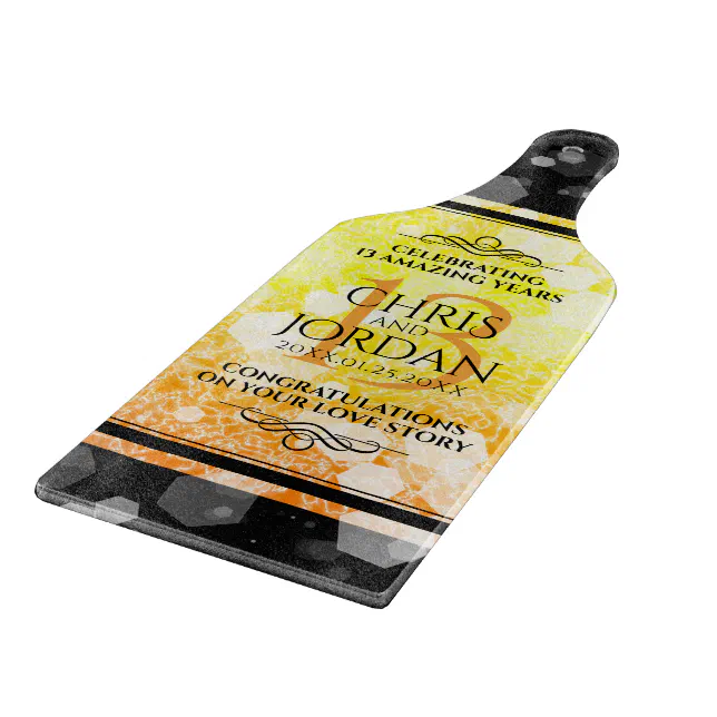 Elegant 13th Citrine Wedding Anniversary Cutting Board