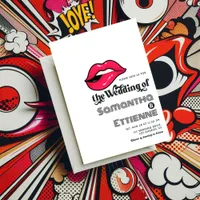 Retro Vintage Typography Pop Art Wedding  Invitation