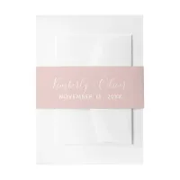 Simple Modern Minimalist Blush Wedding Invitation Belly Band