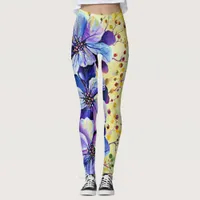 Delphinium  flowers painting leggings