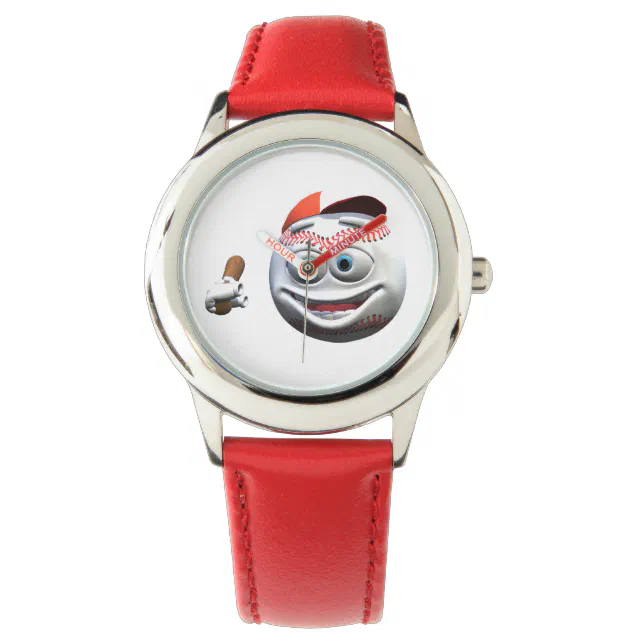 Funny Cartoon Baseball with Bat Watch