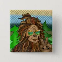 Retro Bigfoot | Vintage Colors Sasquatch Pop Art Button