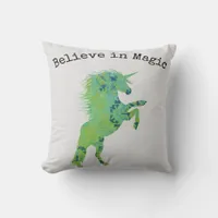 Believe in Magic Unicorn Throw Pillow